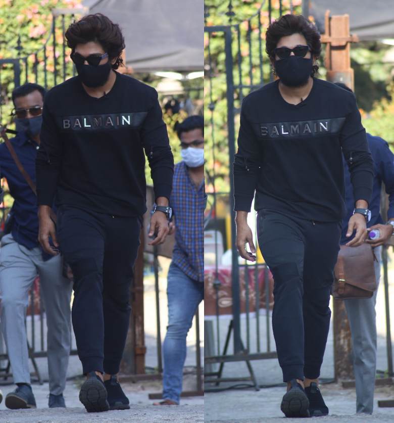 Allu Arjun in a black Balmain sweattshirt and sweat pants for SamJam!