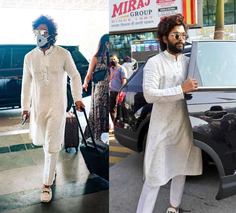 allu arjun in white kurta pyjama at udaipur airport (1)