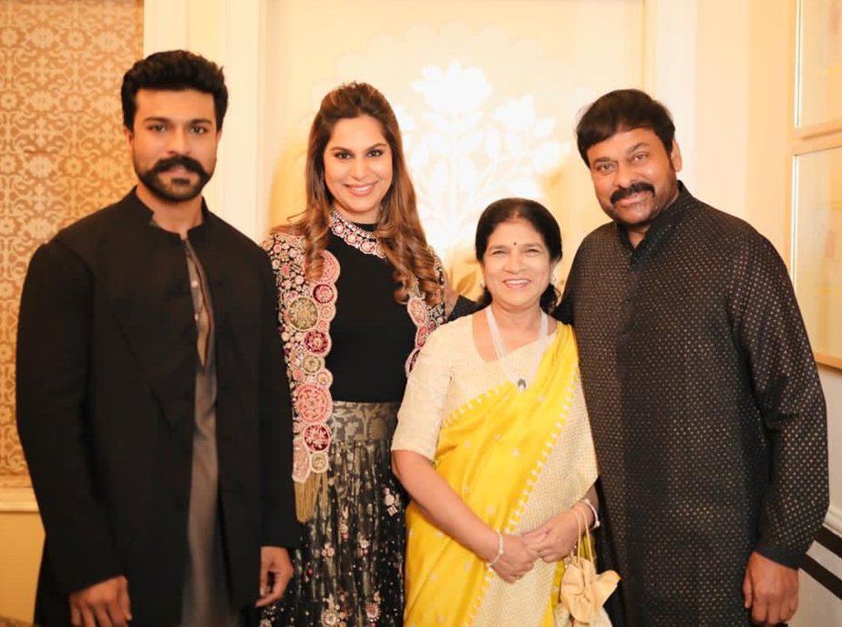 chiranjeevi ramcharan family at niharika sangeet