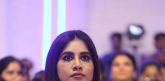 Nabha Natesh At Alludu Adhurs Pre Release Event in red outfit