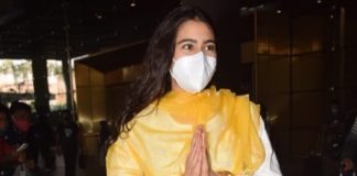 Sara ali khan in a white salwar suit at Mumbai airport6