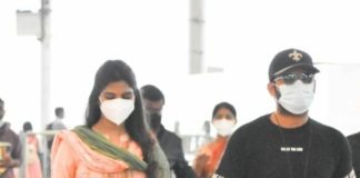 Shalini and Nithiiin at airport to visit tirupati5.1