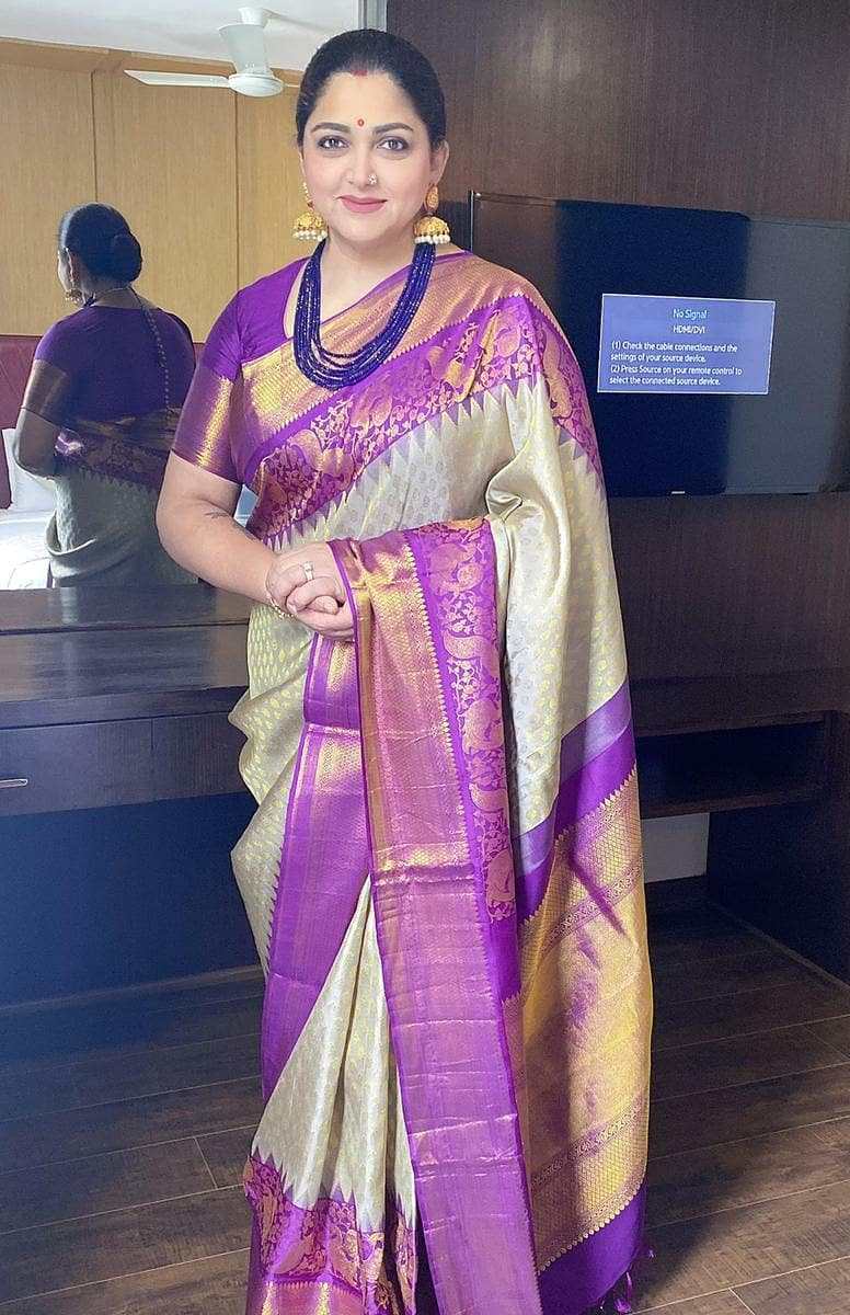 actress politician khushbu sundar silk saree look