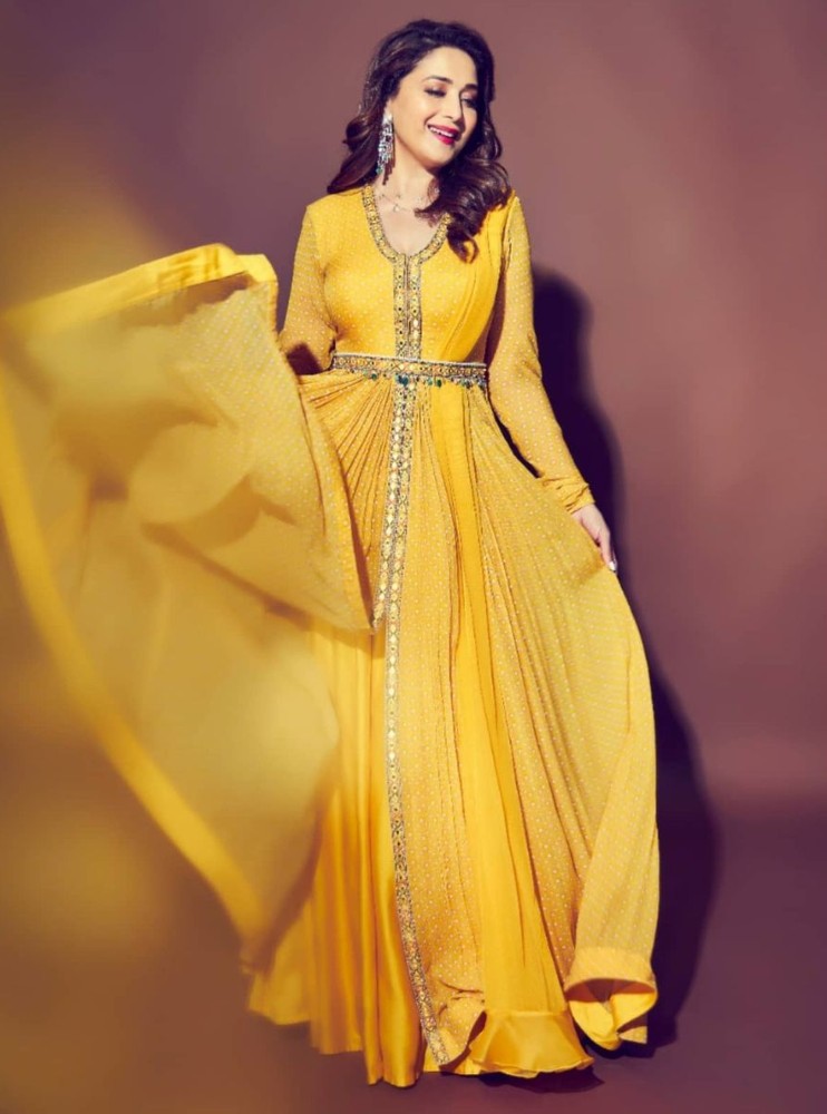 Madhuri Dixit is a ray of sunshine in this bright yellow Anarkali by