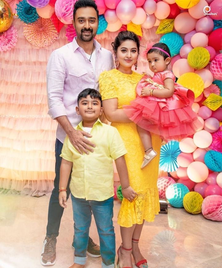 sneha prasanna family at daughter Aadyanthaa birthday bash