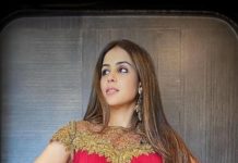 Genelia D'Souza in red s&n anarkali gown for Valentine's day1