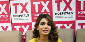 Samantha Akkineni in lime green dress and palazzo for a hospital opening in Hyderabad3