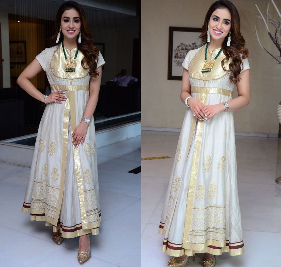 musskan sethi in white and gold anarkali dress for radhakrishna interview