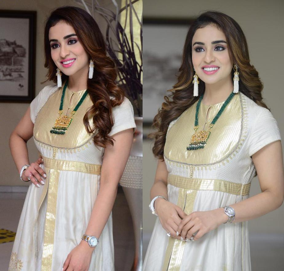 musskan sethi in white and gold anarkali for radhakrishna interview