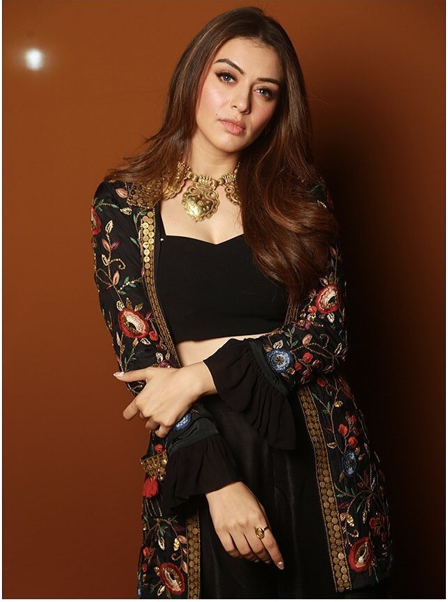 Hansika Motwani stylishly pairs up palazzo-crop top with worked jacket!