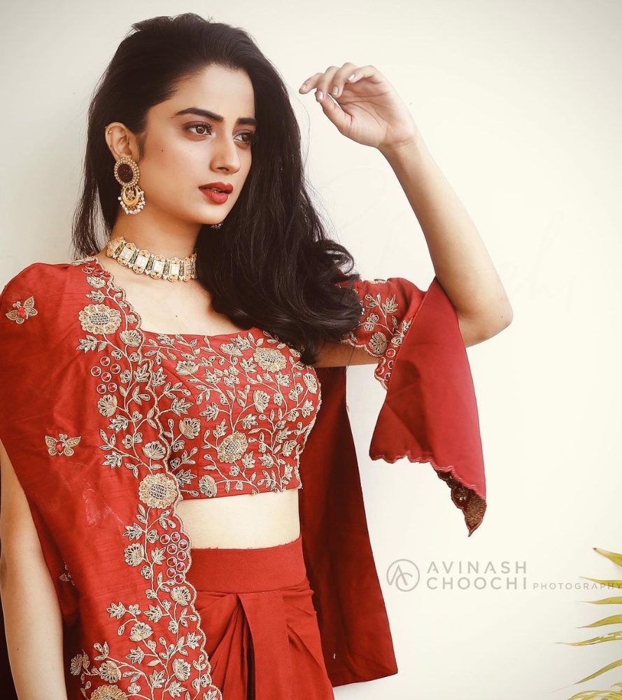 namitha pramod in embroidered jacket skirt