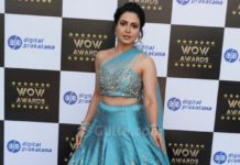 nandini rai at wow awards in blue lehenga