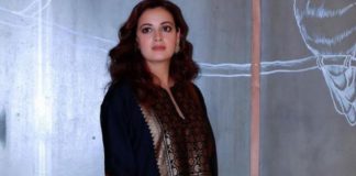 Dia Mirza in navy blue kurta set by Pyal Khandalwal for Wild dog promotions-3