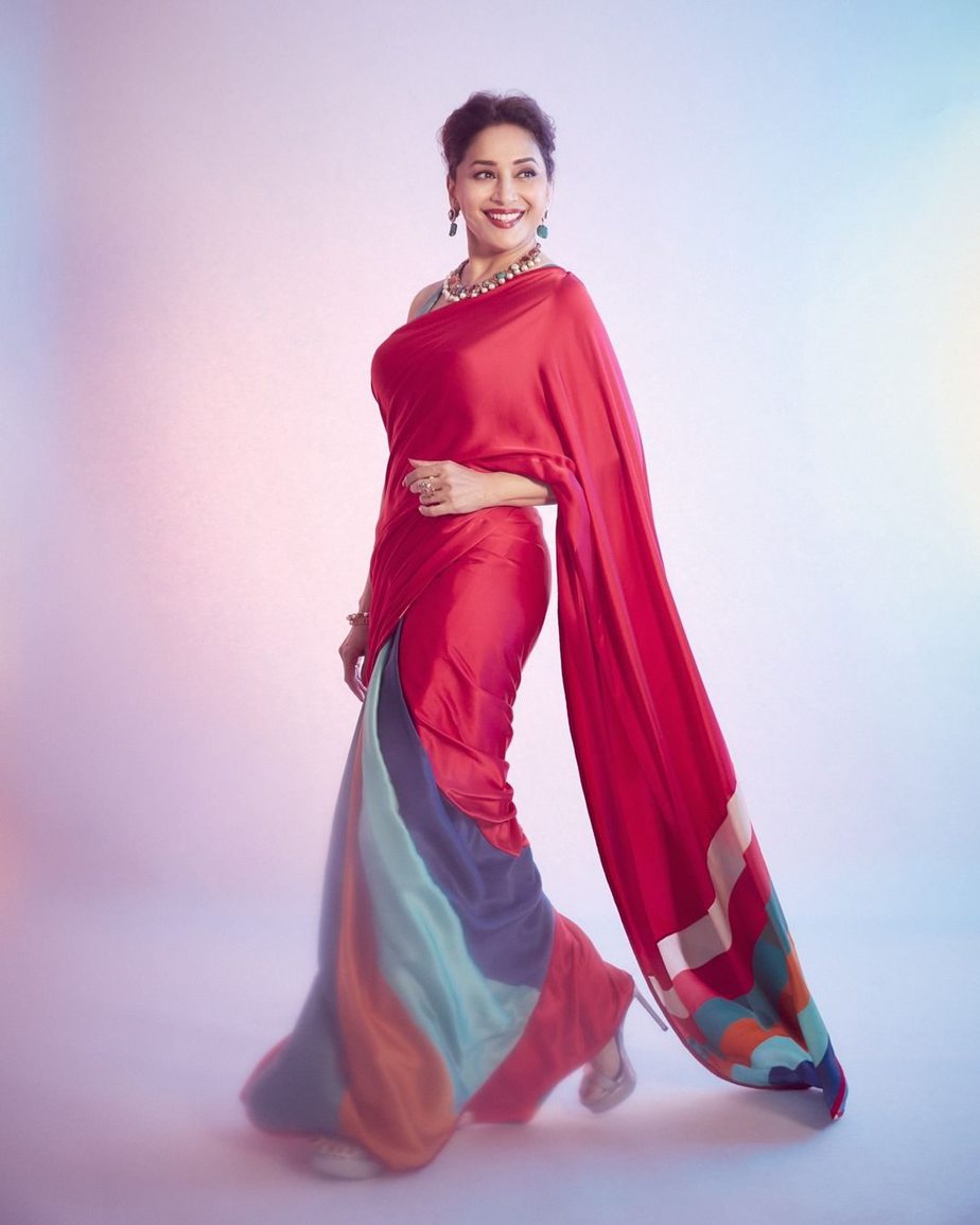 madhuri dixit in red saree