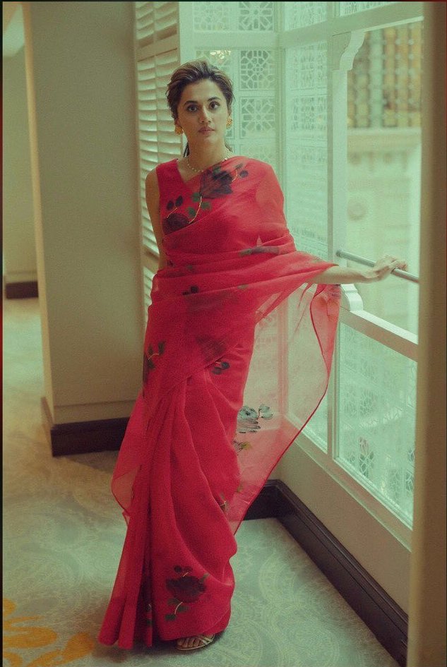 Tapsee pannu in pichikka saree for hassen dilruba promotions.2