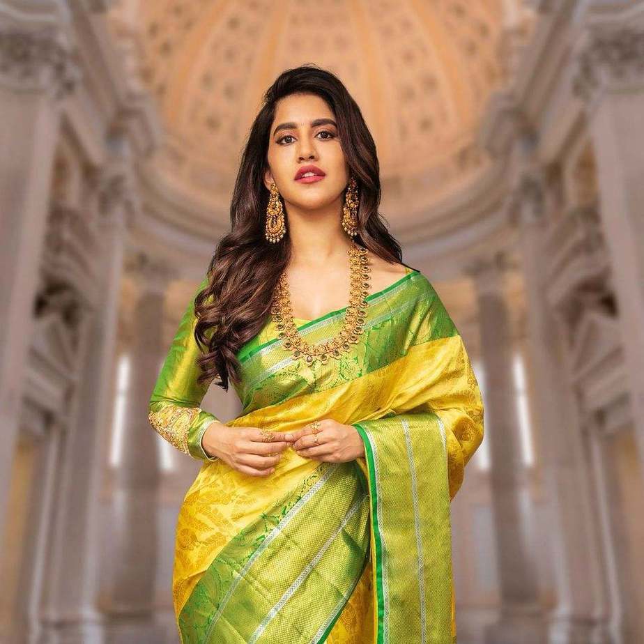 Nabha Natesh proclaims her love for pattu sarees in a lime yellow ...