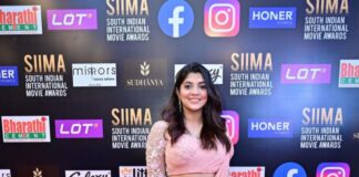 Aparna Balamurali in soft pink lehenga set by Thunnal for SIIMA 2021-1