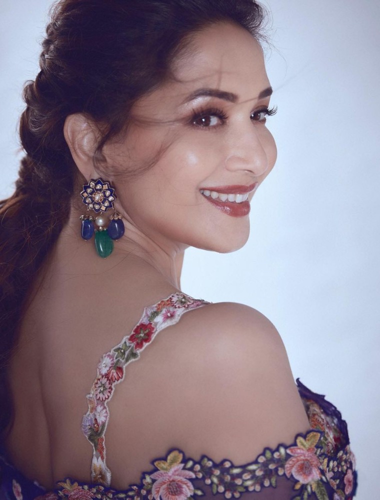 madhuri in rahul mishra saree