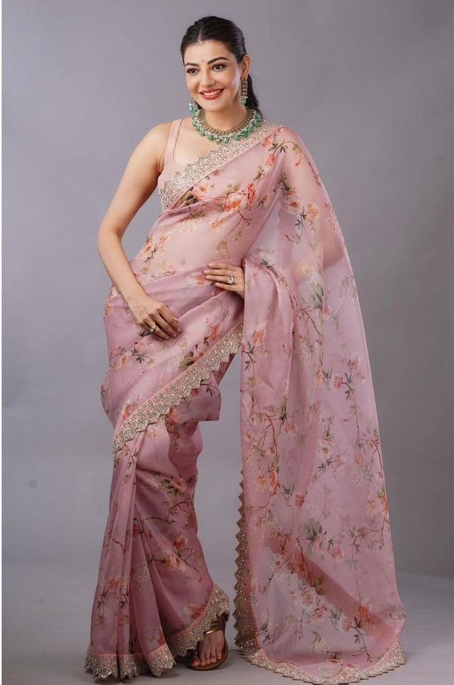 Kajal aggarwal in anushree reddy design pastel saree for an ad