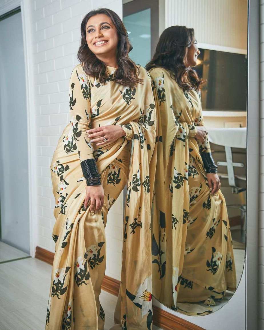 3 Looks Of Rani Mukherjee In Printed Masaba Sarees For Bunty Aur Babli 2promotions 