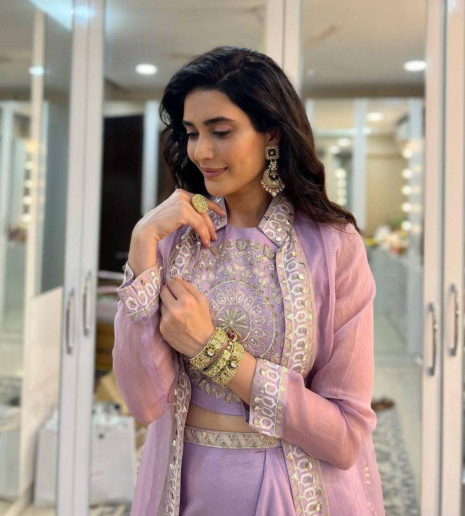 karishma tanna in lilac draped skirt by sva1 arishma tanna in lilac draped skirt by sva1