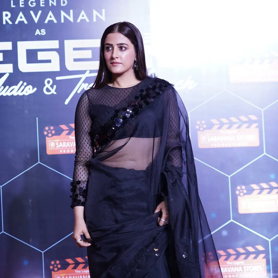 nupur sanon in black neeta lulla saree at legend trailer launch2