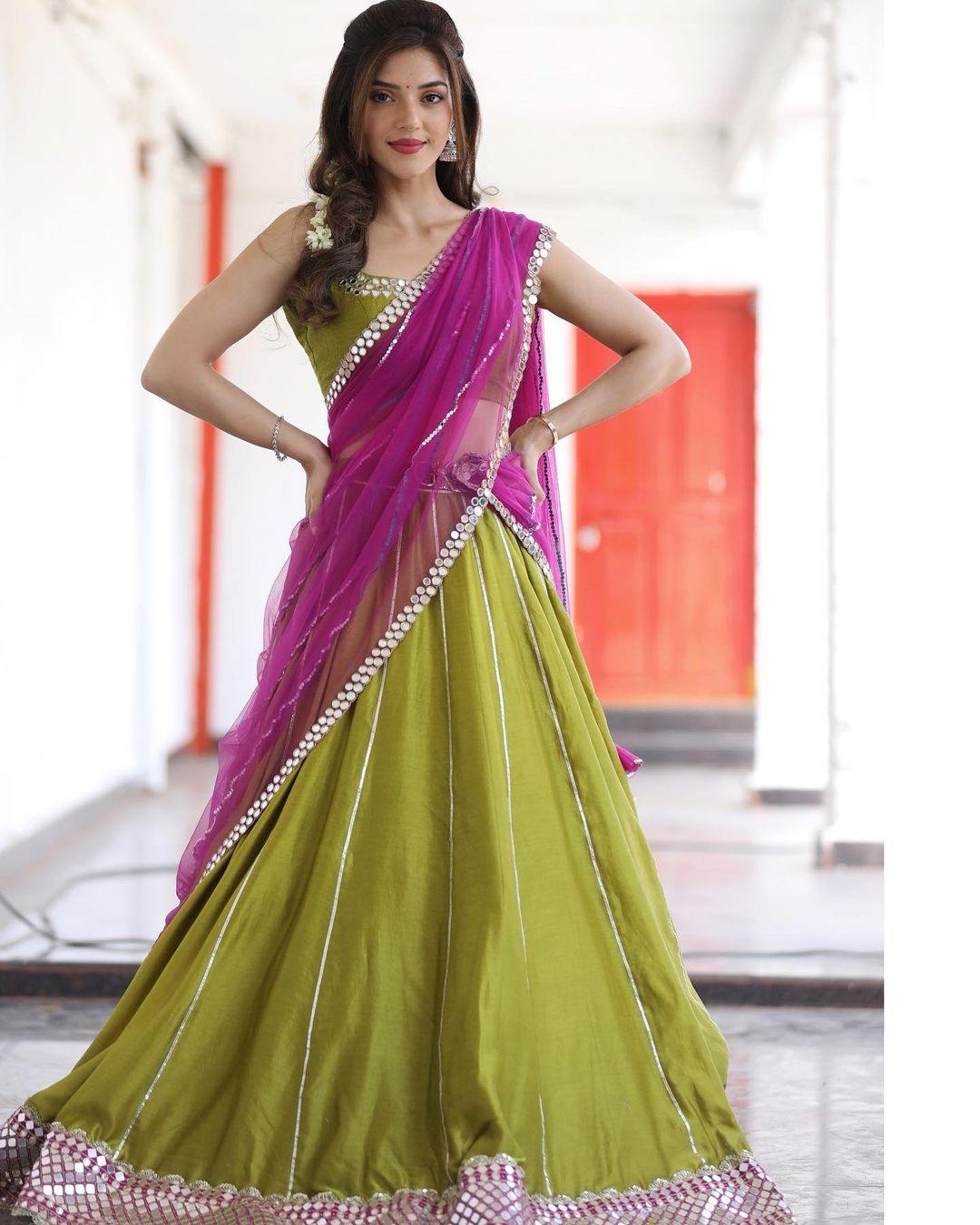 Mehreen Pirzada in a green half-saree!