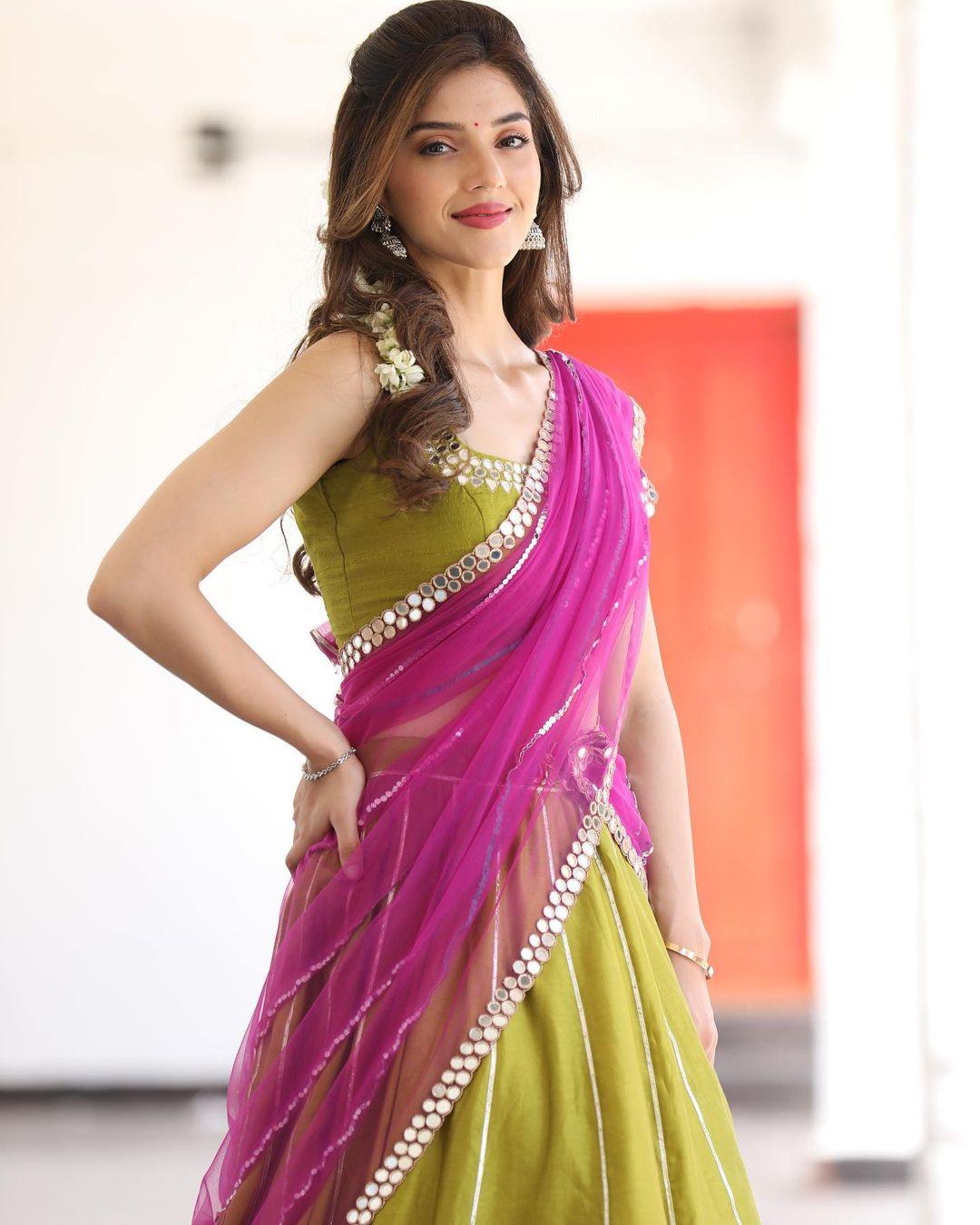 Mehreen Pirzada In A Green Half Saree