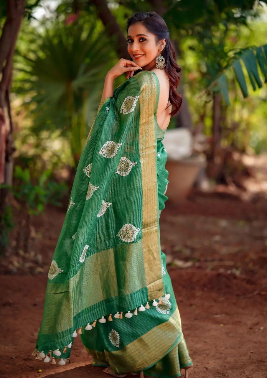 rashmi gautam in a green saree by house of katha3 rashmi gautam in a green saree by house of katha3