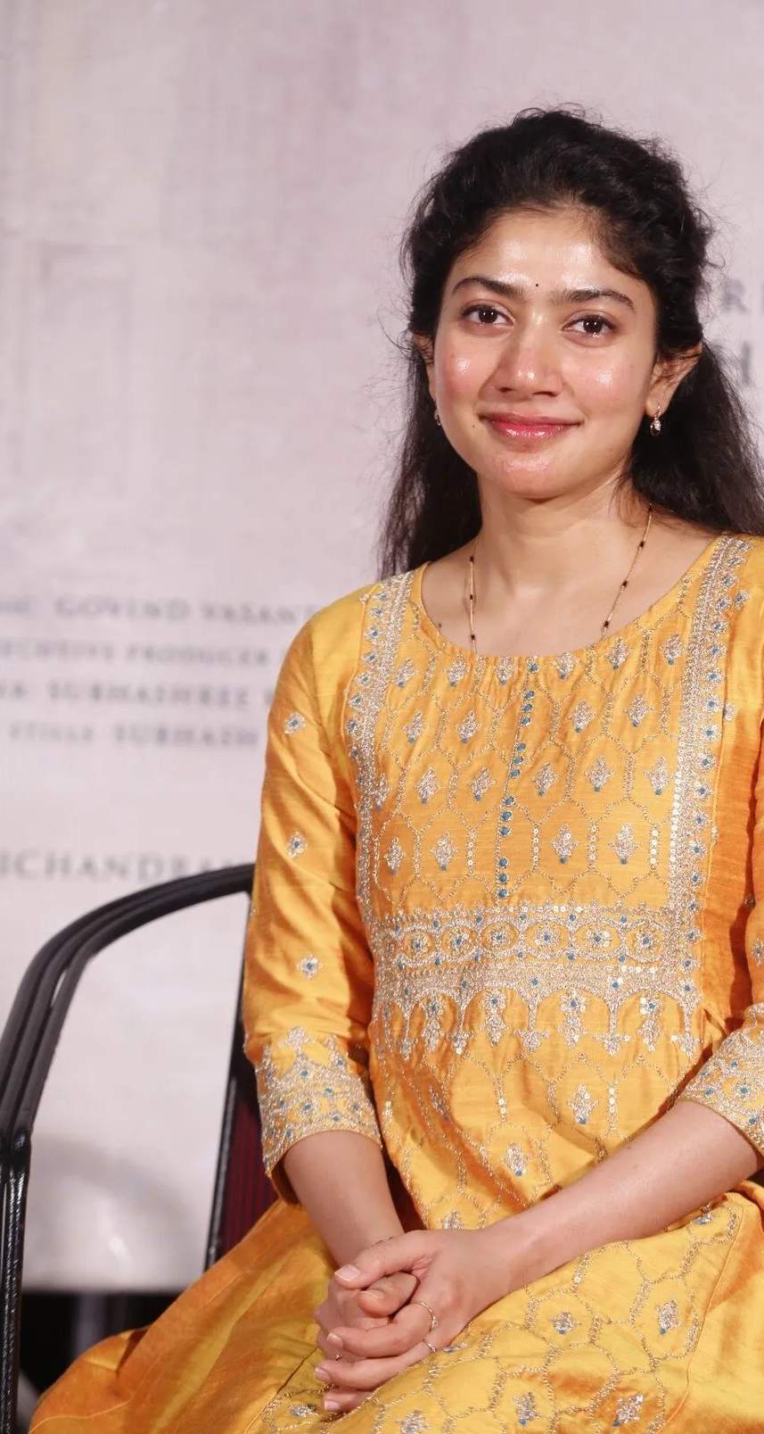 Sai Pallavi's simple look in a yellow anarkali set at \