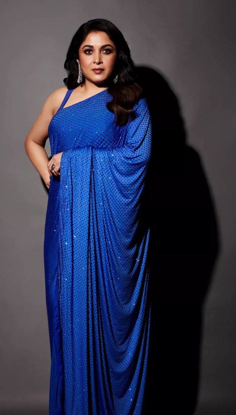 Ramya Krishnan Looks Elegant In An Organza Star Motif Saree! | Crazy Indian  Sarees