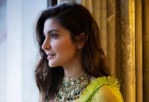 anushka sharma in a green saree by sabyasachi for diwali3