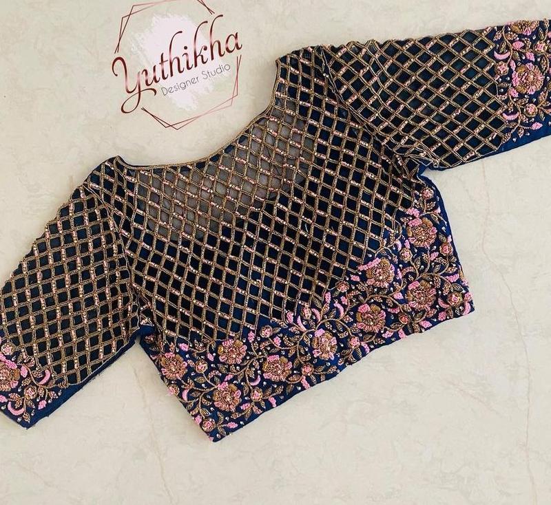 mesh saree blouse design latest in black