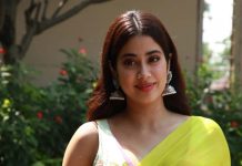 janhvi kapoor in green monika nidhii saree for mili promotions