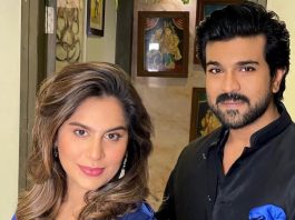 ram charan and upasana konidea in blue anarkali for allu venkaramaiah book launch3