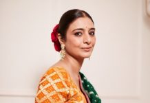 tabu in a red lehenga by gaurang for ali-richa's reception2