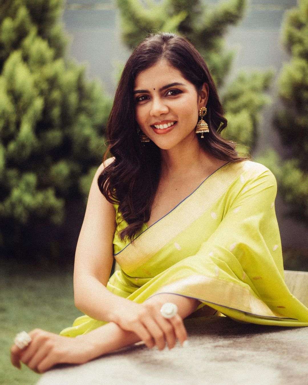 Kalyani Priyadarshan shines in a yellow silk saree at a friend's ...