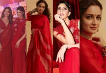 jacqueline and dia mirza in red sarees-featured