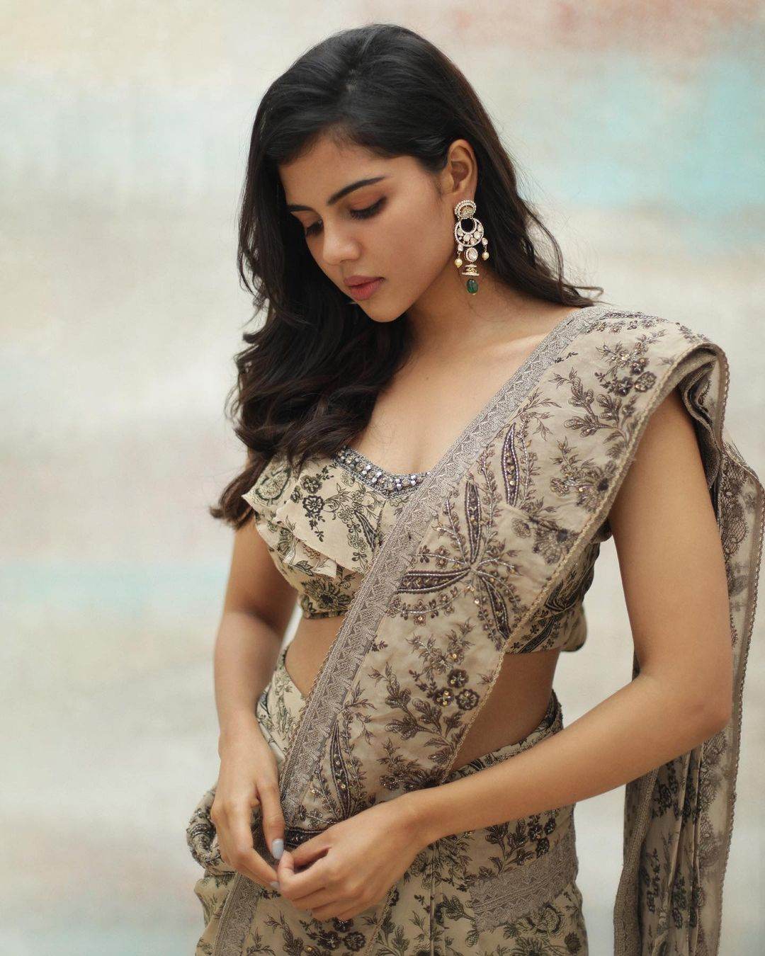 Kalyani Priyadarshan in a floral printed predraped saree!