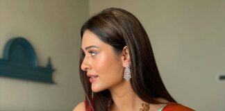 payal rajput in a skyblue saree for sism opening3