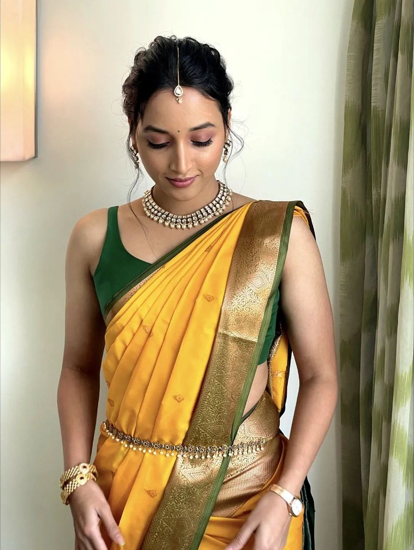 Srinidhi Shetty looks effortlessly beautiful in a yellow silk saree!