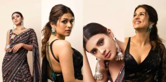 HEBAH PATEL AND SHRADDHA DAS IN BLACK SAREES -FEATURED