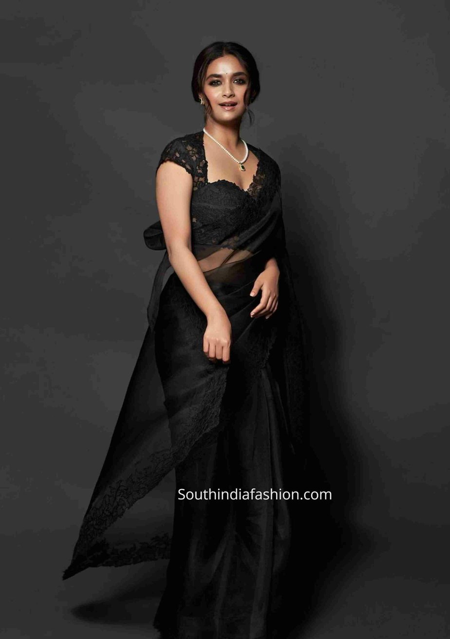 keerthy suresh black saree (3)